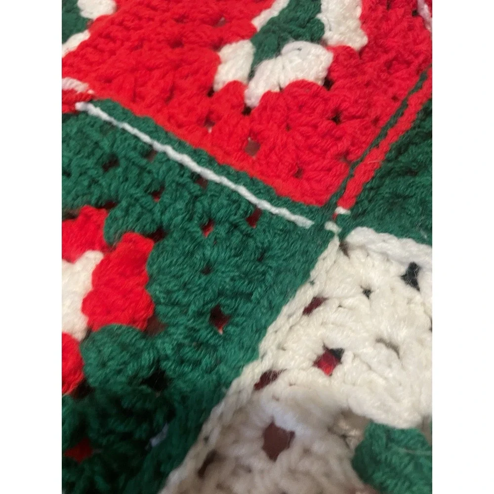Handmade Crochet Christmas Afghan Throw Granny Square Blanket 35